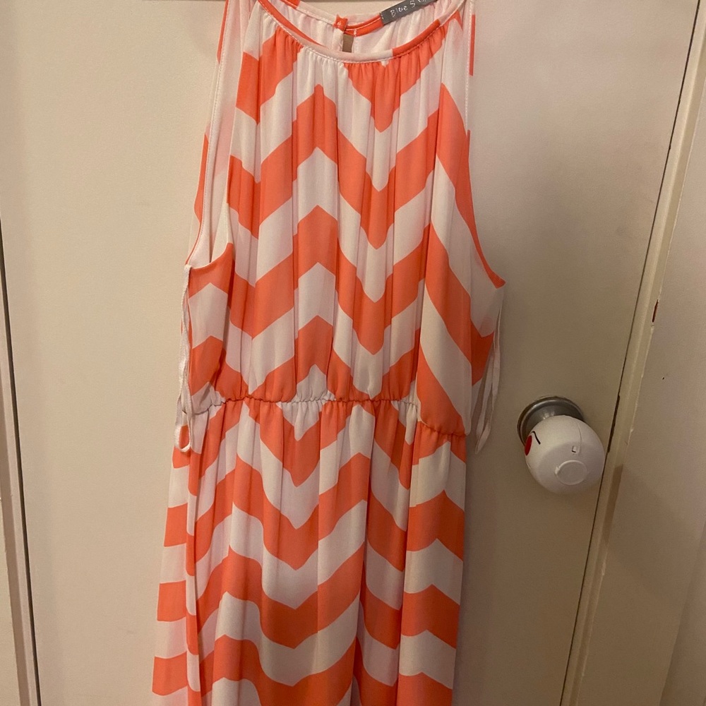 Orange and white chevron strap dress
